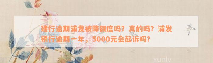 建行逾期浦发被降额度吗？真的吗？浦发银行逾期一年，5000元会起诉吗？