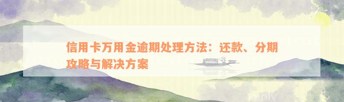 信用卡万用金逾期处理方法：还款、分期攻略与解决方案