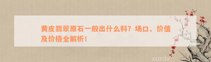 黄皮翡翠原石一般出什么料？场口、价值及价格全解析！