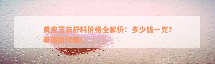 黄皮玉石籽料价格全解析：多少钱一克？看图报价表！