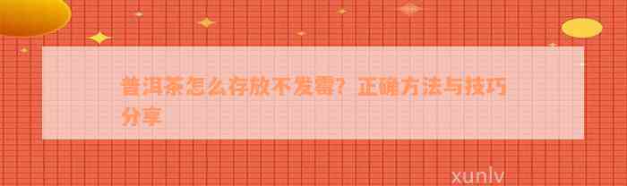 普洱茶怎么存放不发霉？正确方法与技巧分享