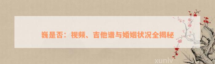 巍是否：视频、吉他谱与婚姻状况全揭秘