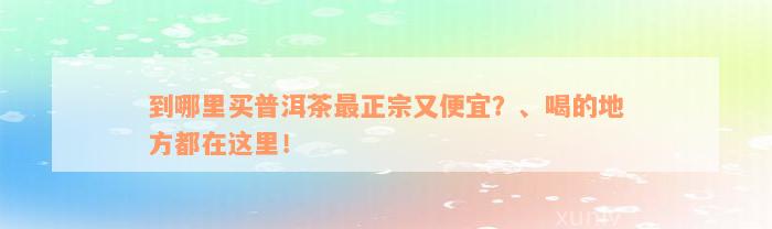 到哪里买普洱茶最正宗又便宜？、喝的地方都在这里！