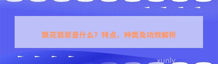 飘花翡翠是什么？特点、种类及功效解析