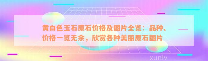 黄白色玉石原石价格及图片全览：品种、价格一览无余，欣赏各种美丽原石图片