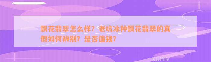 飘花翡翠怎么样？老坑冰种飘花翡翠的真假如何辨别？是否值钱？