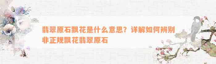 翡翠原石飘花是什么意思？详解如何辨别非正规飘花翡翠原石