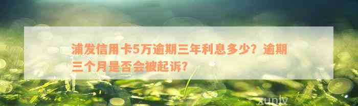 浦发信用卡5万逾期三年利息多少？逾期三个月是否会被起诉？