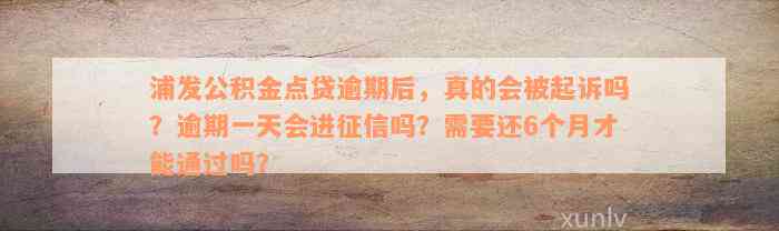 浦发公积金点贷逾期后，真的会被起诉吗？逾期一天会进征信吗？需要还6个月才能通过吗？