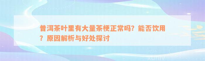 普洱茶叶里有大量茶梗正常吗？能否饮用？原因解析与好处探讨