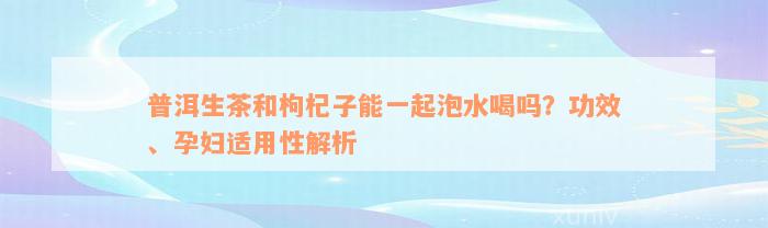 普洱生茶和枸杞子能一起泡水喝吗？功效、孕妇适用性解析