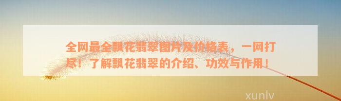 全网最全飘花翡翠图片及价格表，一网打尽！了解飘花翡翠的介绍、功效与作用！