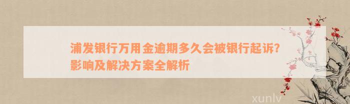 浦发银行万用金逾期多久会被银行起诉？影响及解决方案全解析