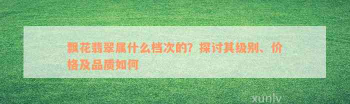 飘花翡翠属什么档次的？探讨其级别、价格及品质如何