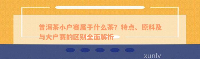 普洱茶小户赛属于什么茶？特点、原料及与大户赛的区别全面解析