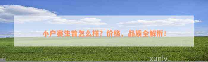 小户赛生普怎么样？价格、品质全解析！