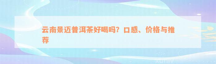 云南景迈普洱茶好喝吗？口感、价格与推荐