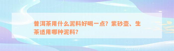 普洱茶用什么泥料好喝一点？紫砂壶、生茶适用哪种泥料？