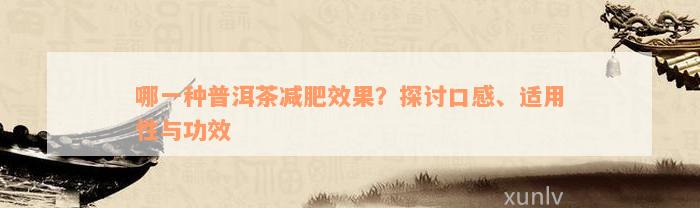 哪一种普洱茶减肥效果？探讨口感、适用性与功效