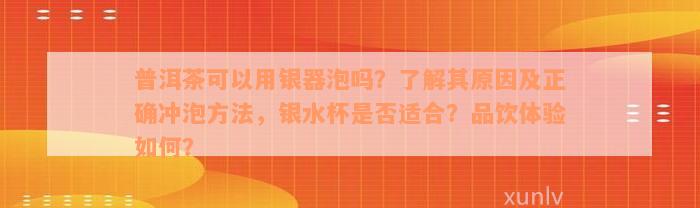 普洱茶可以用银器泡吗？了解其原因及正确冲泡方法，银水杯是否适合？品饮体验如何？