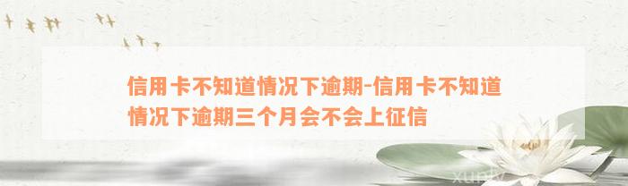 信用卡不知道情况下逾期-信用卡不知道情况下逾期三个月会不会上征信