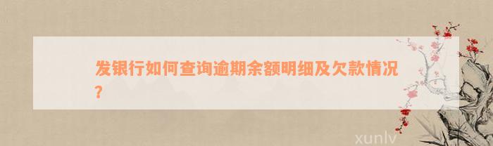 发银行如何查询逾期余额明细及欠款情况？