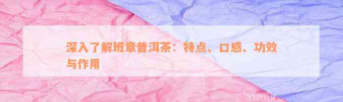 深入了解班章普洱茶：特点、口感、功效与作用