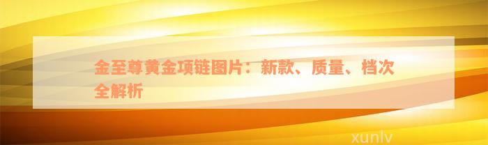 金至尊黄金项链图片：新款、质量、档次全解析