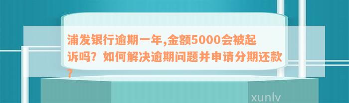 浦发银行逾期一年,金额5000会被起诉吗？如何解决逾期问题并申请分期还款？