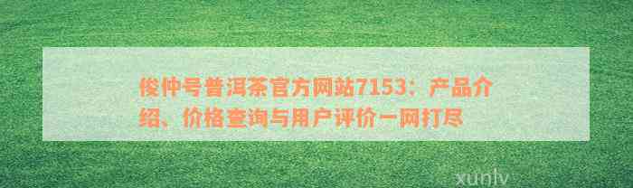 俊仲号普洱茶官方网站7153：产品介绍、价格查询与用户评价一网打尽