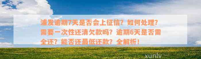 浦发逾期7天是否会上征信？如何处理？需要一次性还清欠款吗？逾期6天是否需全还？能否还最低还款？全解析！