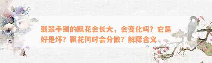 翡翠手镯的飘花会长大，会变化吗？它是好是坏？飘花何时会分散？解释含义