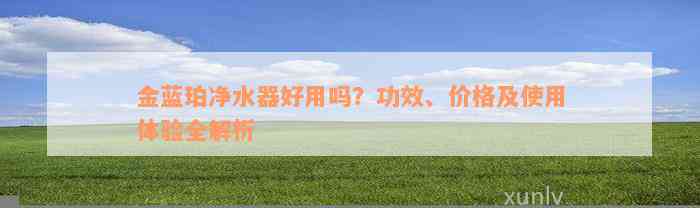 金蓝珀净水器好用吗？功效、价格及使用体验全解析