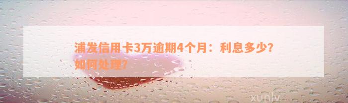 浦发信用卡3万逾期4个月：利息多少？如何处理？