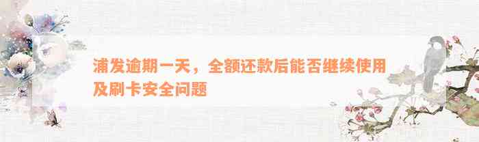 浦发逾期一天，全额还款后能否继续使用及刷卡安全问题