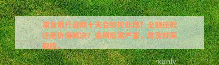 浦发银行逾期十天会如何处理？全额还款还是协商解决？逾期后果严重，需及时采取措。