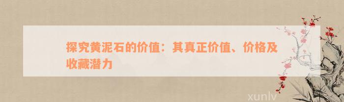 探究黄泥石的价值：其真正价值、价格及收藏潜力