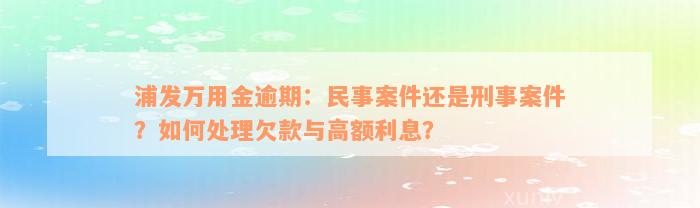 浦发万用金逾期：民事案件还是刑事案件？如何处理欠款与高额利息？