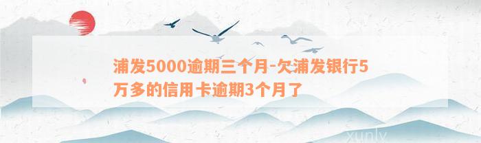 浦发5000逾期三个月-欠浦发银行5万多的信用卡逾期3个月了