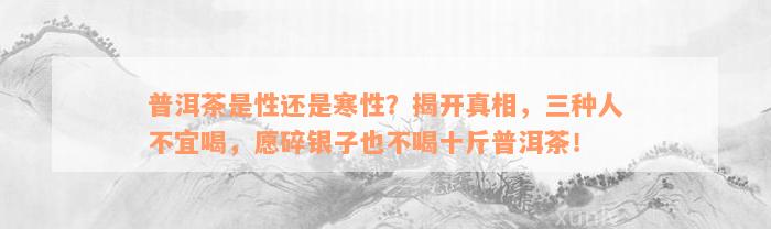 普洱茶是性还是寒性？揭开真相，三种人不宜喝，愿碎银子也不喝十斤普洱茶！