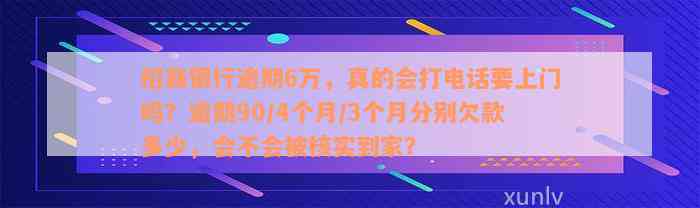 招商银行逾期6万，真的会打电话要上门吗？逾期90/4个月/3个月分别欠款多少，会不会被核实到家？