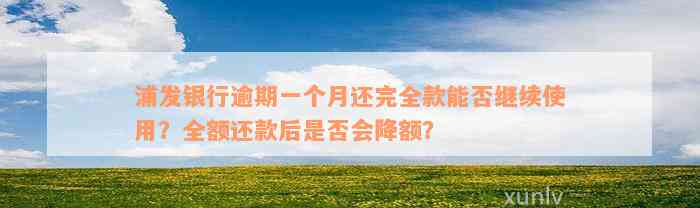 浦发银行逾期一个月还完全款能否继续使用？全额还款后是否会降额？