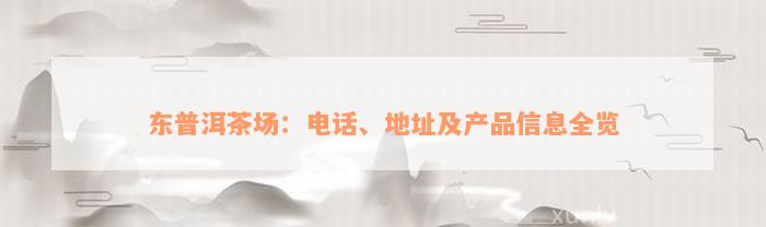 东普洱茶场：电话、地址及产品信息全览