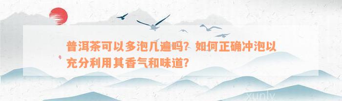 普洱茶可以多泡几遍吗？如何正确冲泡以充分利用其香气和味道？