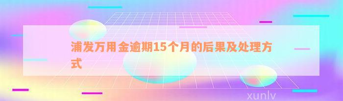 浦发万用金逾期15个月的后果及处理方式