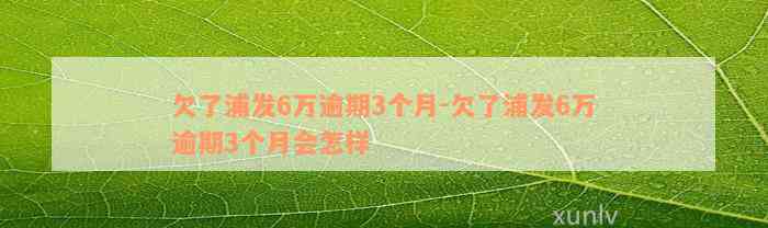 欠了浦发6万逾期3个月-欠了浦发6万逾期3个月会怎样