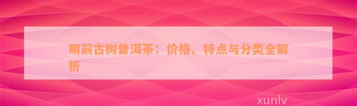 明前古树普洱茶：价格、特点与分类全解析