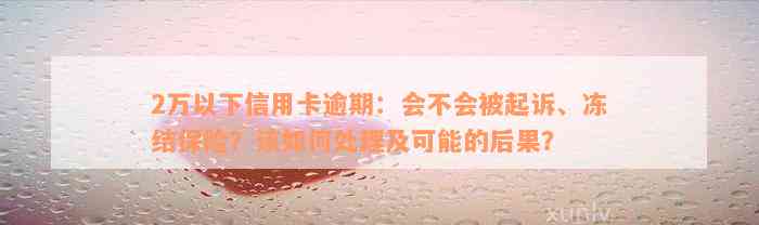 2万以下信用卡逾期：会不会被起诉、冻结保险？该如何处理及可能的后果？