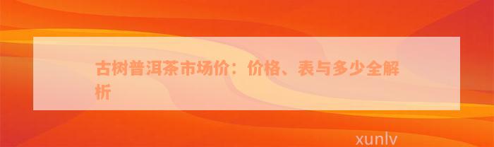 古树普洱茶市场价：价格、表与多少全解析