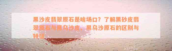 黑沙皮翡翠原石是啥场口？了解黑砂皮翡翠原石与黑乌沙皮、黑乌沙原石的区别与特征